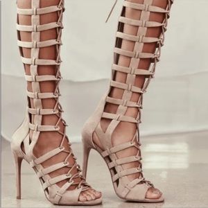 Kendall + Kylie Emily Lace up Heeled Sandals in Nude Size 7.5